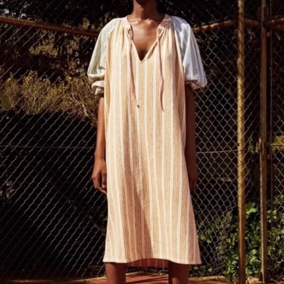Zara Multicolored Striped Boho Beachy Tunic Maxi Dress Size Small - Picture 13 of 13